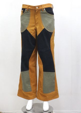 Upcycled Colourblock Patchwork Flare Trousers in mixed sizes and colours. Grade A/B.