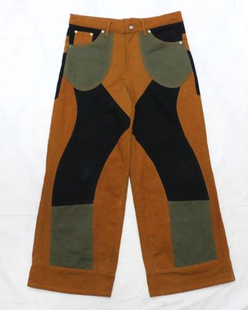Upcycled Colourblock Patchwork Flare Trousers in mixed sizes and colours. Grade A/B.