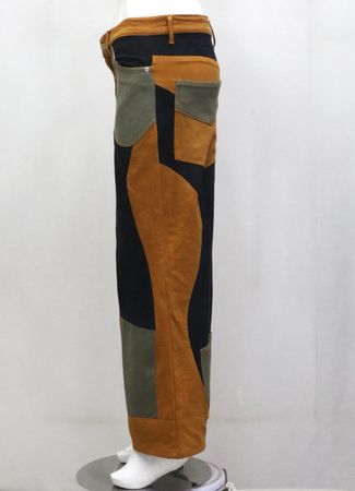 Upcycled Colourblock Patchwork Flare Trousers in mixed sizes and colours. Grade A/B.