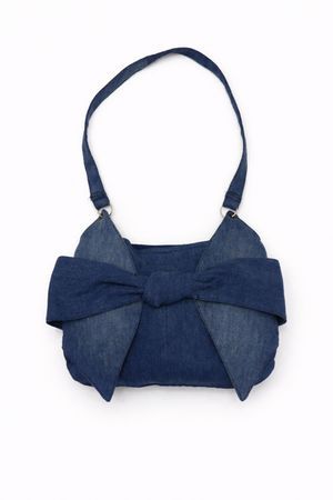 Upcycled Denim Bow-Detail Shoulder Bags   in mixed sizes and colours, Grade A/B.