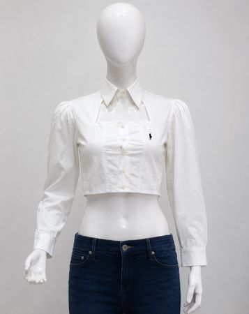Upcycled Ralph Lauren Puff Sleeve Cropped Blouses in mixed sizes and colours, Grade A/B.