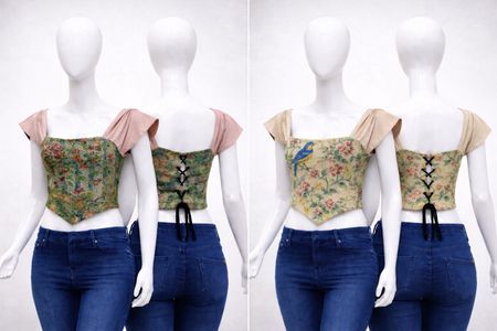  Upcycled Floral Tapestry Corset Tops in mixed sizes and colours, Grade A/B.