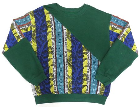 Upcycled African Print Patchwork Crewneck Sweatshirts in mixed sizes and colours. Grade A/B.