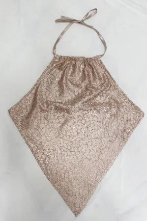 Upcycled Metallic Halter Neck Handkerchief Tops in mixed sizes and colours. Grade A/B.