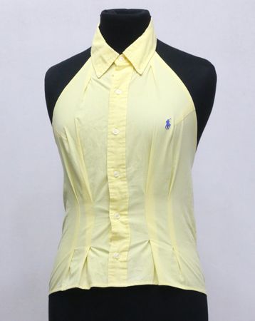 CR02016 Upcycled Halter Neck Backless Blouses