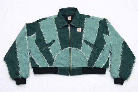  Upcycled Carhartt Frayed Patchwork Cropped Jackets in mixed sizes and colours, Grade A/B.