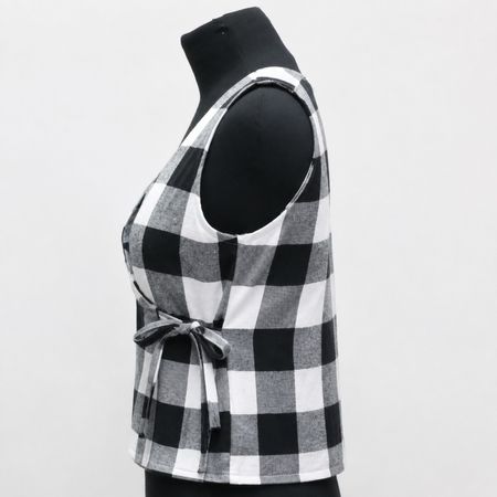 Upcycled Check Wrap Flannel Tie-Side Vests in mixed sizes and colours, Grade A/B.