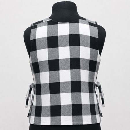Upcycled Check Wrap Flannel Tie-Side Vests in mixed sizes and colours, Grade A/B.