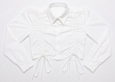 Upcycled Ruched Side-Tie Cropped Shirt
 in mixed sizes and colours, Grade A/B.