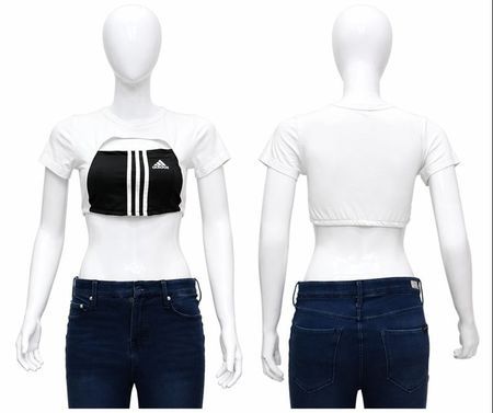Upcycled Adidas Cutout Cropped Tops  in mixed sizes and colours, Grade A/B.
