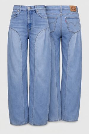 Upcycled Two-Tone Wave Panel Denim Jeans in mixed sizes and colours. Grade A/B.