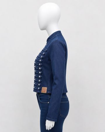 Upcycled Denim Military-Style Cropped Jackets in  mixed sizes and colours, Grade A/B.