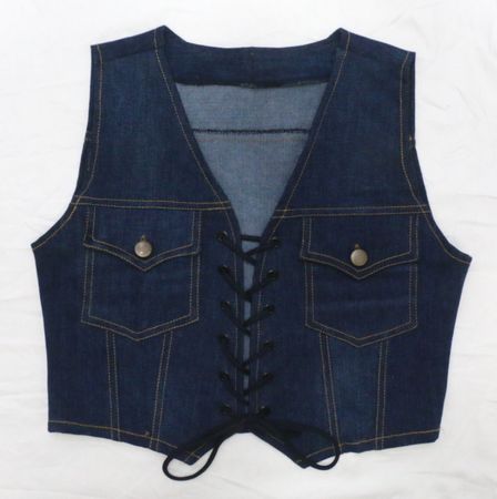 Upcycled Denim Lace-Up Cropped Vests in mixed sizes and colours. Grade A/B.