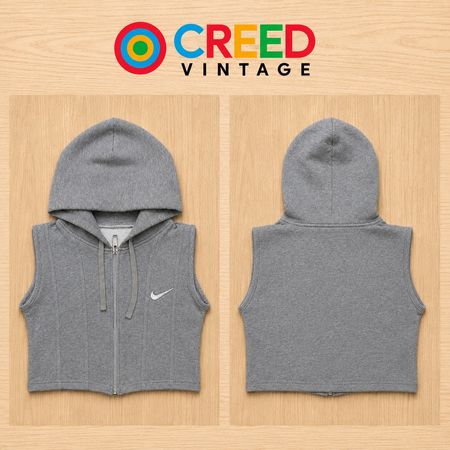 Upcycled Nike Sleeveless Cropped Zip Hoodies in mixed sizes and colours. Grade A/B.