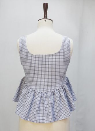 Upcycled Gingham Peter Pan Collar Peplum Tops  in mixed sizes and colours, Grade A/B.
