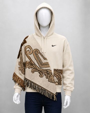 Upcycled Tapestry Patchwork Hoodies  in mixed sizes and colours, Grade A/B.