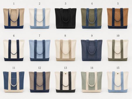 Upcycled Two-Tone Canvas and Denim Tote Bags  in mixed sizes and colours, Grade A/B.