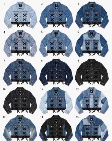 Upcycled Denim Lace-Up Cropped Jackets  in mixed sizes and colours, Grade A/B.