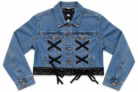 Upcycled Denim Lace-Up Cropped Jackets  in mixed sizes and colours, Grade A/B.