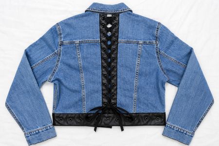 Upcycled Denim Lace-Up Cropped Jackets  in mixed sizes and colours, Grade A/B.