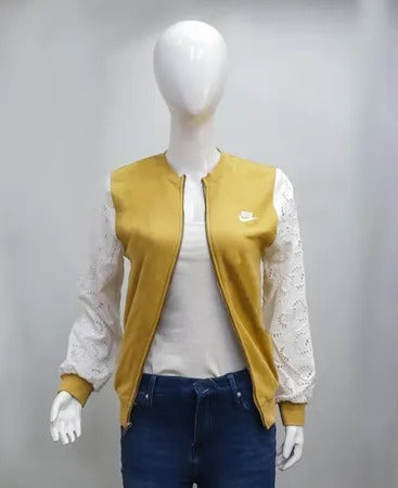 Upcycled Nike Lace Sleeve Zip-Front Jackets in mixed sizes and colours, Grade A/B.