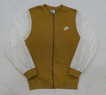 Upcycled Nike Lace Sleeve Zip-Front Jackets in mixed sizes and colours, Grade A/B.