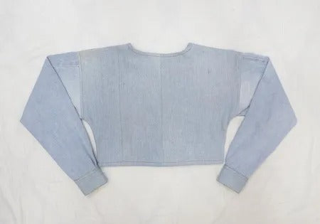 Upcycled Levi's Collarless Cropped Denim Jackets in mixed sizes and colours, Grade A/B.