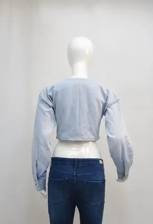 Upcycled Levi's Collarless Cropped Denim Jackets in mixed sizes and colours, Grade A/B.