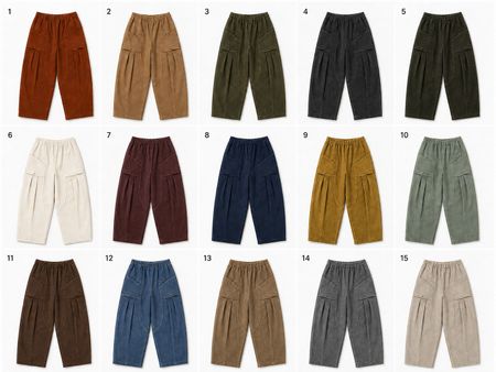 Upcycled Utility Cargo Balloon Trousers  in mixed sizes and colours, Grade A/B.