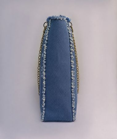 Upcycled Denim Chain-Detail Tote Bags  in mixed sizes and colours, Grade A/B.
