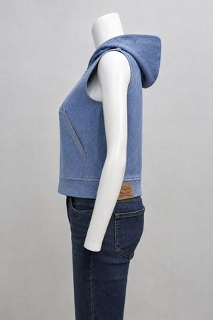 Upcycled Sleeveless Denim Hoodies in mixed sizes and colours. Grade A/B.