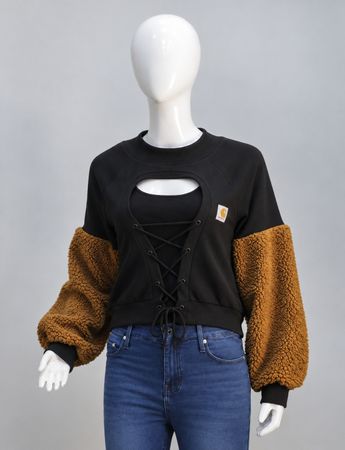 Upcycled Carhartt Cutout Lace-Up Sweatshirts in mixed sizes and colours. Grade A/B.
