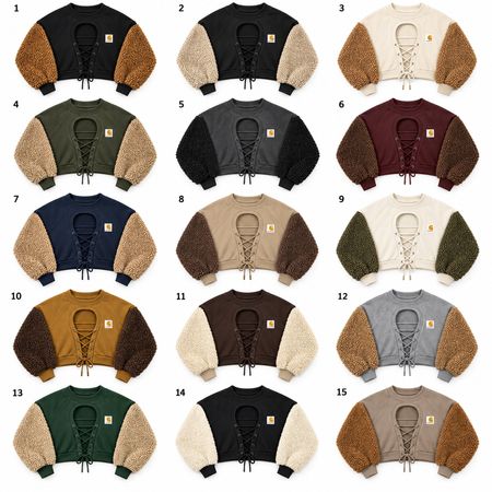 Upcycled Carhartt Cutout Lace-Up Sweatshirts in mixed sizes and colours. Grade A/B.