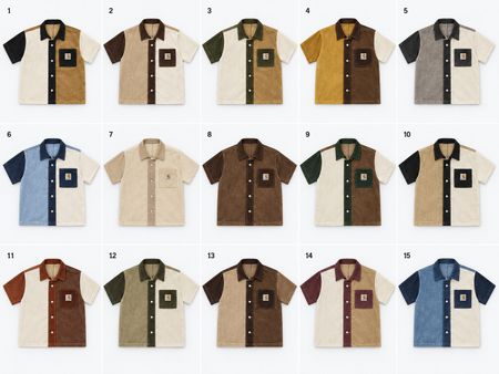 Upcycled Carhartt Colourblock Cropped Shirts  in mixed sizes and colours, Grade A/B.