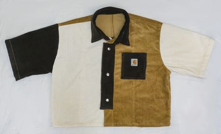 Upcycled Carhartt Colourblock Cropped Shirts  in mixed sizes and colours, Grade A/B.