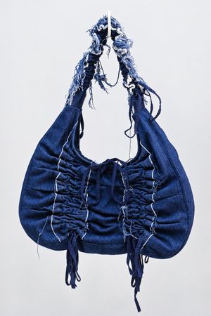 Upcycled Distressed Denim Ruched Shoulder Bags  in mixed sizes and colours, Grade A/B.