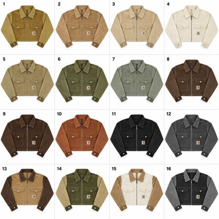 Upcycled Carhartt Two-Tone Suede Cropped Jackets  in mixed sizes and colours, Grade A/B.