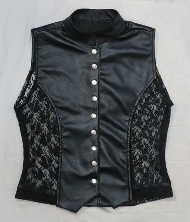 Upcycled Leather Lace-Panel Vests in  mixed sizes and colours, Grade A/B.