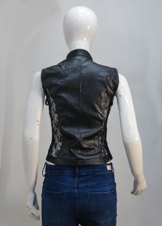 Upcycled Leather Lace-Panel Vests in  mixed sizes and colours, Grade A/B.