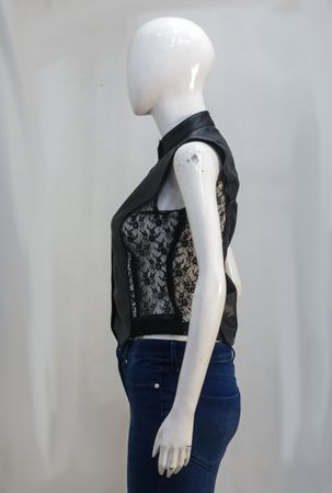 Upcycled Leather Lace-Panel Vests in  mixed sizes and colours, Grade A/B.