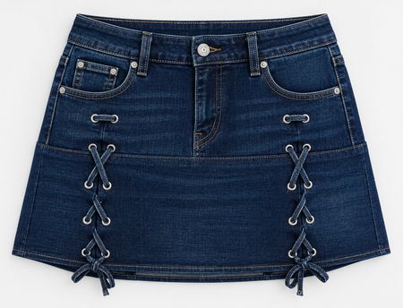 Upcycled Denim Lace-Up Corset Vests and Mini Skirts Sets in mixed sizes and colours. Grade A/B.