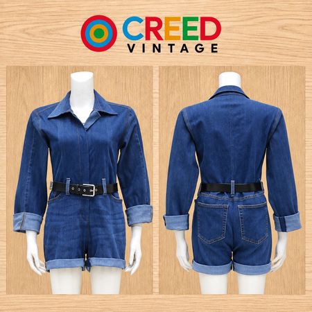 Upcycled Denim Belted Rompers  in mixed sizes and colours, Grade A/B.