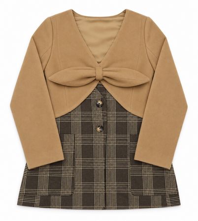 Upcycled Bow-Front Plaid Mini Dresses  in mixed sizes and colours, Grade A/B.