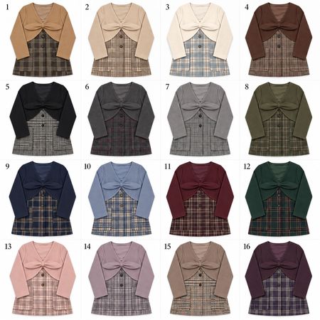 Upcycled Bow-Front Plaid Mini Dresses  in mixed sizes and colours, Grade A/B.