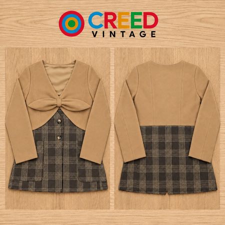 Upcycled Bow-Front Plaid Mini Dresses  in mixed sizes and colours, Grade A/B.
