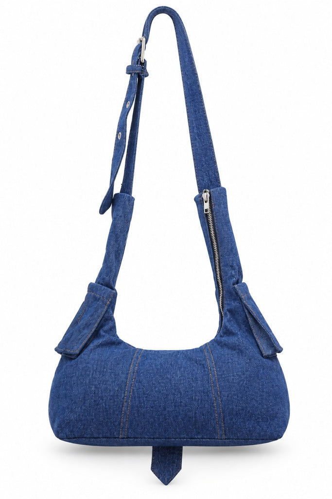 Upcycled Denim Zip Buckle Shoulder Bags in mix sizes and colours,Grade A/B.