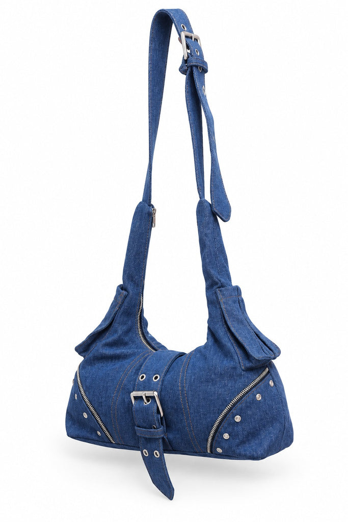 Upcycled Denim Zip Buckle Shoulder Bags in mix sizes and colours,Grade A/B.