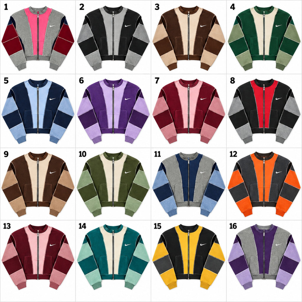 Upcycled Nike Contrast Panel Zip up Jackets in mixed sizes and colours,Grade A/B.