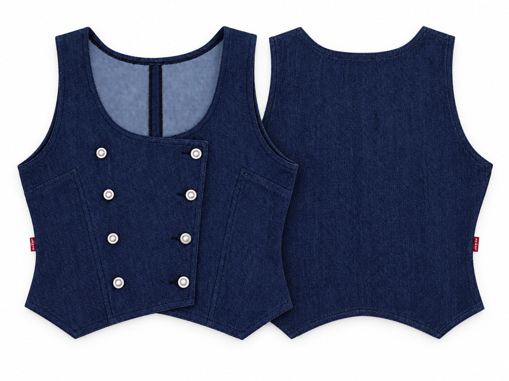Upcycled Levi's Double Breasted Denim Vest in mixed sizes and colours, Grade A/B.