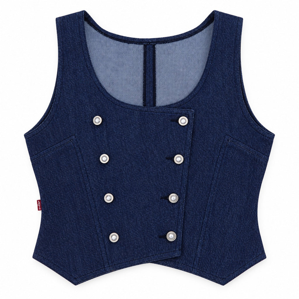 Upcycled Levi's Double Breasted Denim Vest in mixed sizes and colours, Grade A/B.